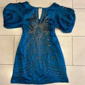 Gossip Girl Nanette Lepore dress teal size 6